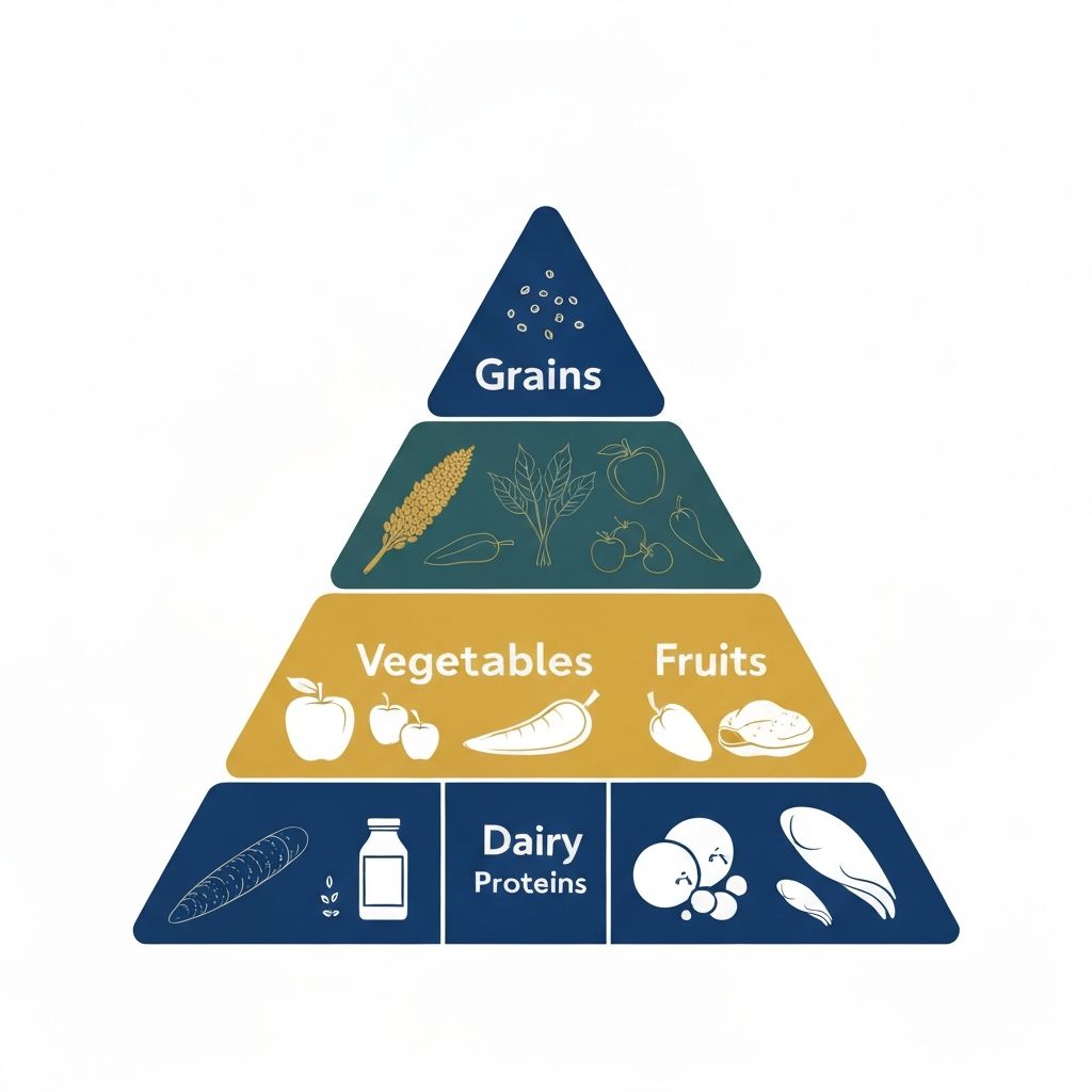 Nutritional pyramid showing food groups